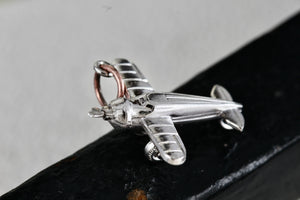 Vintage Carl Art Sterling Silver Airplane Charm Pendant Signed "CA Sterling"