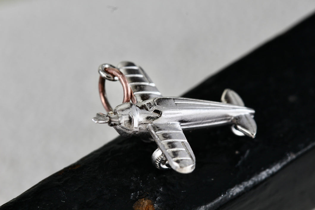 Vintage Carl Art Sterling Silver Airplane Charm Pendant Signed 