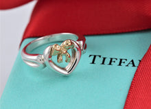 Load image into Gallery viewer, Tiffany &amp; Co. 18K Gold &amp; Silver Heart Ribbon Bow Ring
