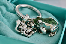 Load image into Gallery viewer, Tiffany &amp; Co. Nature Vintage Silver Green Black Enamel Frog Pendant Keychain
