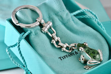 Load image into Gallery viewer, Tiffany &amp; Co. Nature Vintage Silver Green Black Enamel Frog Pendant Keychain
