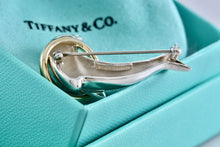 Load image into Gallery viewer, Tiffany &amp; Co. Sterling Silver Dolphin 18Kt. Gold Hoop Ring 43mm Brooch Pin
