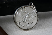 Load image into Gallery viewer, Sterling Silver Scorpion Scorpio Zodiac Acrylic Round Circle Charm Pendant
