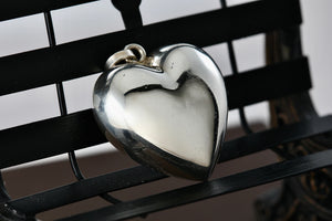 Sterling Silver Large Puffy Floating Heart Charm Pendant