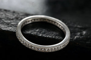 Sterling Silver Eternity Narrow CZ Diamonds Stacking Ring Size 7 Signed EJI