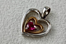 Load image into Gallery viewer, Sterling Silver Pink Tourmaline Vermeil Heart Charm Pendant
