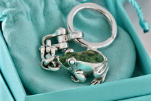 Load image into Gallery viewer, Tiffany &amp; Co. Nature Vintage Silver Green Black Enamel Frog Pendant Keychain
