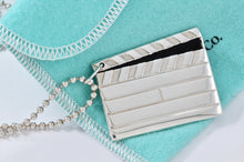 Load image into Gallery viewer, Tiffany &amp; Co. Silver Black Enamel Hollywood Directors Clapping Board Bead Chain Necklace
