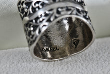 Load image into Gallery viewer, Sterling Silver ISRAEL Eternal Tree Extra Extra Wide Bade Ring Size 8.5
