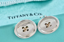 Load image into Gallery viewer, Tiffany &amp; Co. Vintage 14Kt. Gold &amp; Silver Button Clip-On Earrings
