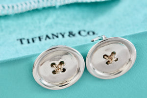 Tiffany & Co. Vintage 14Kt. Gold & Silver Button Clip-On Earrings