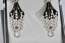Load image into Gallery viewer, Sevan Bicakci 18Kt. Oxidized Gold Platinum Diamond Pearl Chandelier Drop Great Gatsby Earrings
