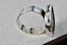Load image into Gallery viewer, Sterling Silver Handmade Square Cracked Blue Glass Ring Size 7 Signed SR
