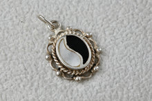 Load image into Gallery viewer, Sterling Silver Black &amp; White Enamel Yin &amp; Yang Charm Pendant Signed FAS
