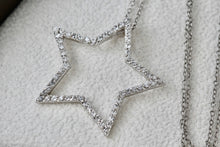 Load image into Gallery viewer, Sterling Silver Star CZ Diamond Pendant 18&quot; Necklace
