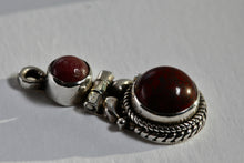 Load image into Gallery viewer, Sterling Silver Red Jasper Pink Rhodonite Double Bead Hinge Hand Made Pendant
