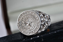 Load image into Gallery viewer, Sterling Silver State of Texas Heavy Duty Wide Band Ring Size 11.5
