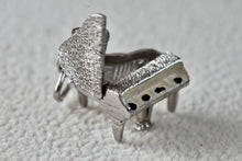 Load image into Gallery viewer, MEM Sterling Silver Black White Enamel Grand Piano Charm Pendant RARE
