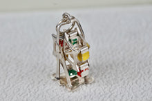 Load image into Gallery viewer, Vintage Sterling Silver Painted Enamel Ferris Wheel Charm Pendant
