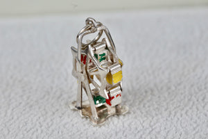 Vintage Sterling Silver Painted Enamel Ferris Wheel Charm Pendant