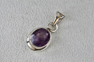 Sterling Silver Oval Cut Purple Amethyst Pendant