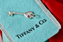 Load image into Gallery viewer, Tiffany &amp; Co. Pink Sapphire Silver Heart Key 1.25&quot; Pendant
