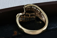 Load image into Gallery viewer, Sterling Silver Vermeil CZ Diamonds Fancy Cocktail Ring Size 8 Signed
