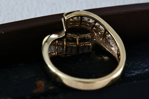 Sterling Silver Vermeil CZ Diamonds Fancy Cocktail Ring Size 8 Signed