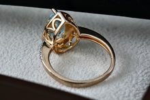 Load image into Gallery viewer, Vermeil Sterling Silver Teardrop Aquamarine CZ Diamonds Ring Size 7 Signed
