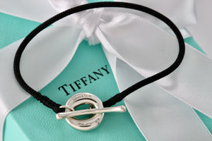 Tiffany & Co. Elsa Peretti Sevillana Silver Silk Cord Toggle 6.75" Bracelet