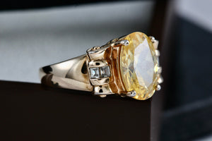 Sterling Silver Vermeil CZ Diamond Scroll Oval Citrine Cocktail Ring Size 8