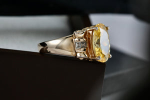 Sterling Silver Vermeil CZ Diamond Scroll Oval Citrine Cocktail Ring Size 8