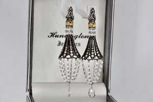 Sevan Bicakci 18Kt. Oxidized Gold Platinum Diamond Pearl Chandelier Drop Great Gatsby Earrings