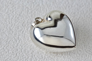 Sterling Silver Large Puffy Floating Heart Charm Pendant