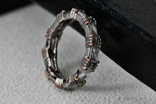 Load image into Gallery viewer, Sterling Silver CZ Diamond Emerald Cut Eternity Band Ring Size 7
