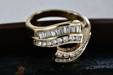 Load image into Gallery viewer, Sterling Silver Vermeil CZ Diamonds Fancy Cocktail Ring Size 8 Signed
