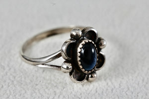 Sterling Silver Small Vintage Oval Cut Blue Star Sapphire Handmade Ring Size 7.5