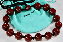 Load image into Gallery viewer, Tiffany &amp; Co. Elsa Peretti Large Red Lacquer Beaded Silk Cord Necklace
