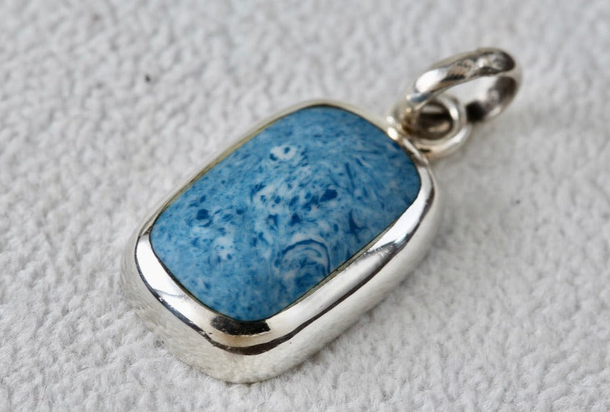 Sterling Silver Rectangle Light Blue Lapis Pendant