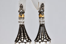Load image into Gallery viewer, Sevan Bicakci 18Kt. Oxidized Gold Platinum Diamond Pearl Chandelier Drop Great Gatsby Earrings

