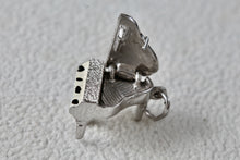 Load image into Gallery viewer, MEM Sterling Silver Black White Enamel Grand Piano Charm Pendant RARE
