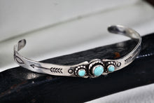 Load image into Gallery viewer, Bell Trading Post Native American Silver Turquoise Bead &quot;Child Size&quot; Cuff Bracelet
