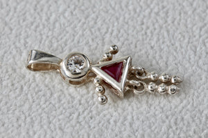 Sterling Silver CZ Diamond Pink Sapphire Dress Little Girl Pendant