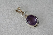 Load image into Gallery viewer, Sterling Silver Oval Cut Purple Amethyst Pendant
