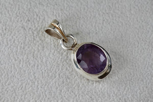 Sterling Silver Oval Cut Purple Amethyst Pendant