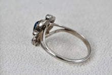 Load image into Gallery viewer, Sterling Silver Small Vintage Oval Cut Blue Star Sapphire Handmade Ring Size 7.5
