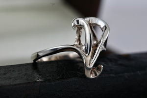 Sterling Silver Letter "Y" Signet Ring Size 6.5