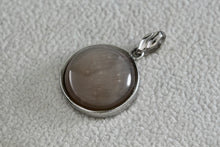 Load image into Gallery viewer, Sterling Silver Round Circle Pink Gray Moon Stone Charm Pendant
