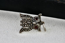 Load image into Gallery viewer, Sterling Silver Ruby Eyes Rhinestone Owl Charm Pendant Vintage
