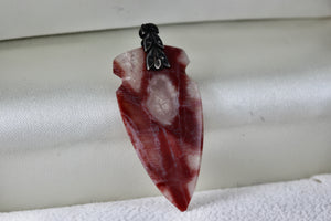 Native American Polished Red Agate Carved Arrowhead Pendant